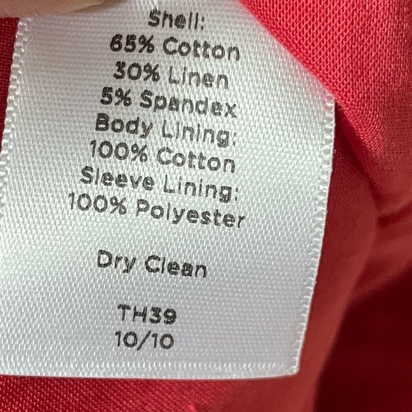 Talbots Grace Fit Linen Blend Classic Coral Blazer Jacket Office Work Summer - Picture 13 of 14